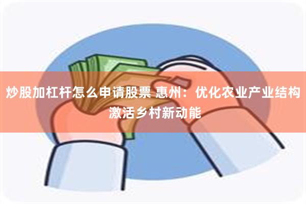 炒股加杠杆怎么申请股票 惠州：优化农业产业结构 激活乡村新动能