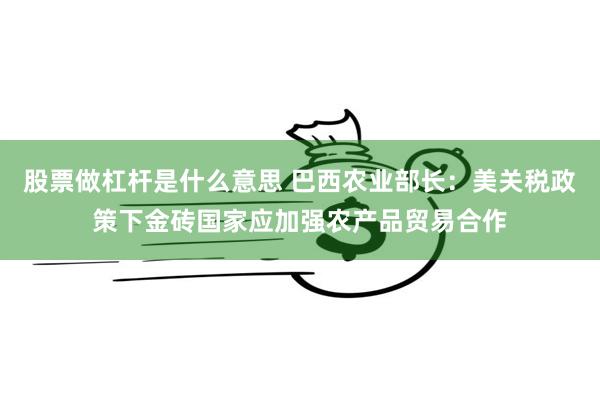股票做杠杆是什么意思 巴西农业部长：美关税政策下金砖国家应加强农产品贸易合作