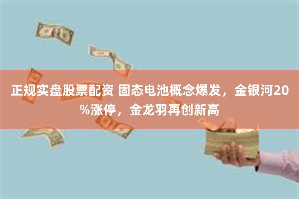 正规实盘股票配资 固态电池概念爆发，金银河20%涨停，金龙羽再创新高