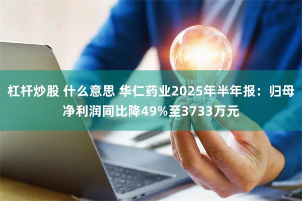杠杆炒股 什么意思 华仁药业2025年半年报：归母净利润同比降49%至3733万元